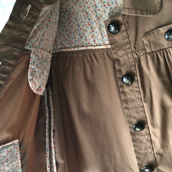 Marc by Marc Jacobs Cropped Cotton Tan Jacket Floral Pocket Hem Lining Size 4 - Picture 3 of 7